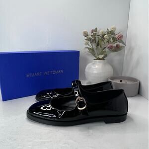 Stuart Weitzman Loralei Mary Jane Patent Leather Flats Black SJ425 Women's 9B